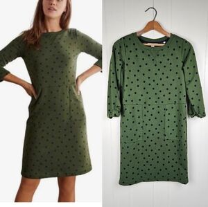 Boden Hannah Green Polka Dot Sweashirt Dress